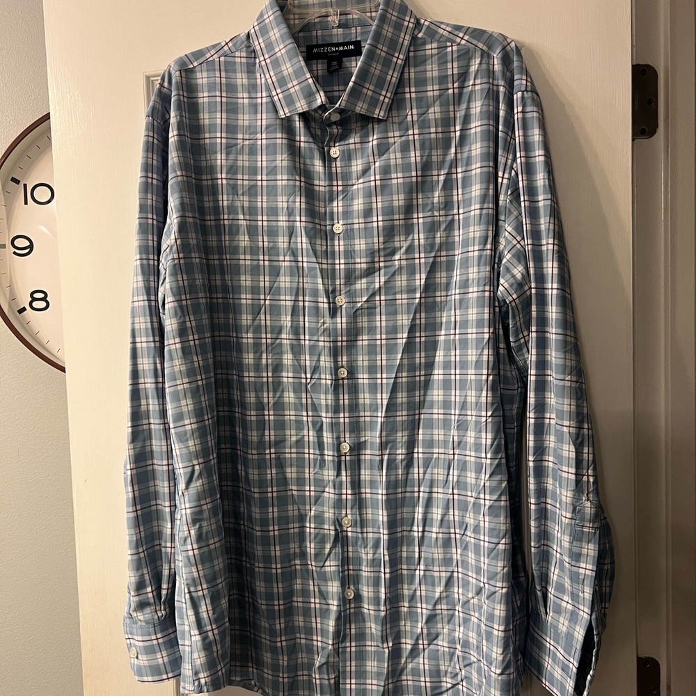 Mizzen + Main Leonard mens long sleeve button up XXL trim